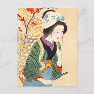 Carte Postale Hirezaki Eiho Beautés des Douze Mois, Bijin