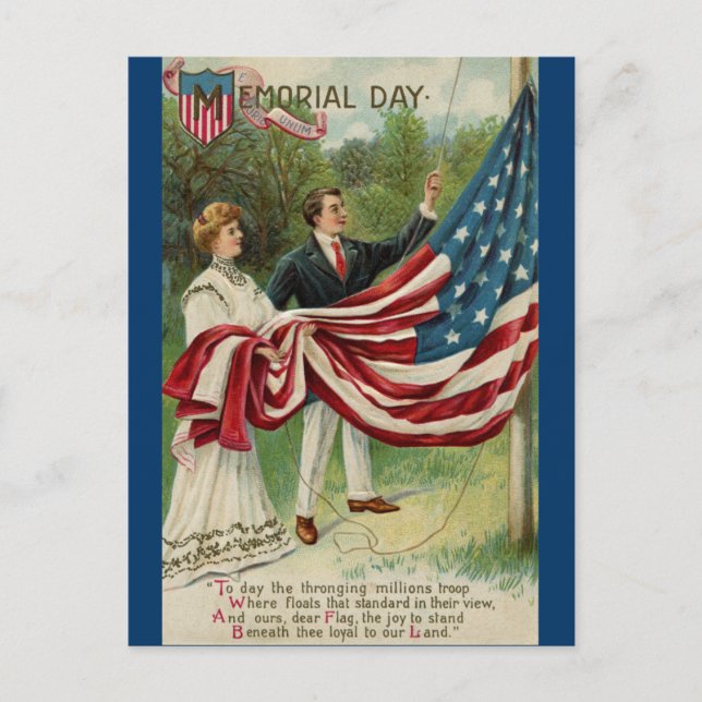Carte Postale Hisser le drapeau le jour du mémorial (Devant)