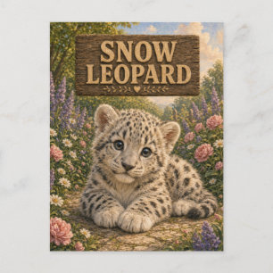 Carte Postale Histoire de bébé léopard des neiges mignon livre d