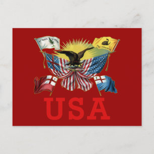 Carte Postale Histoire des drapeaux américains sur un tee-shirt