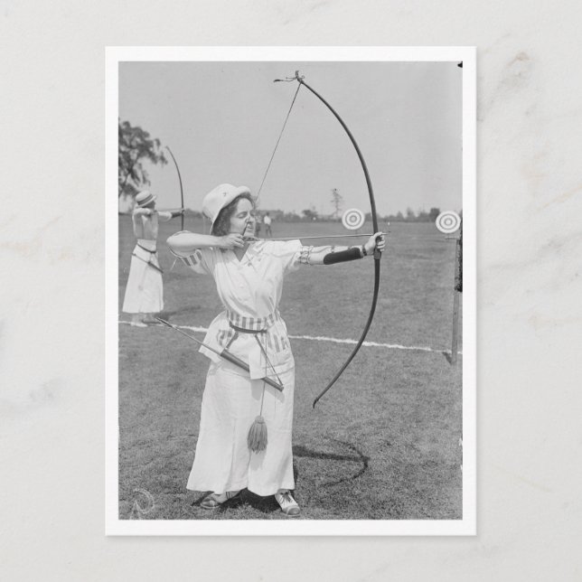 Carte Postale Histoire du tir à l'arc Femme Archer 1915 Photo (Devant)