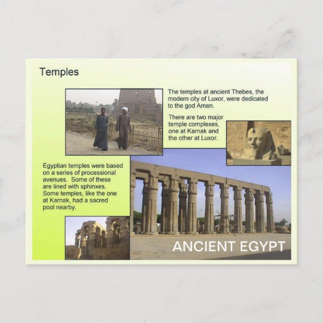 Carte Postale Histoire, Egypte ancienne, Temples (Devant)
