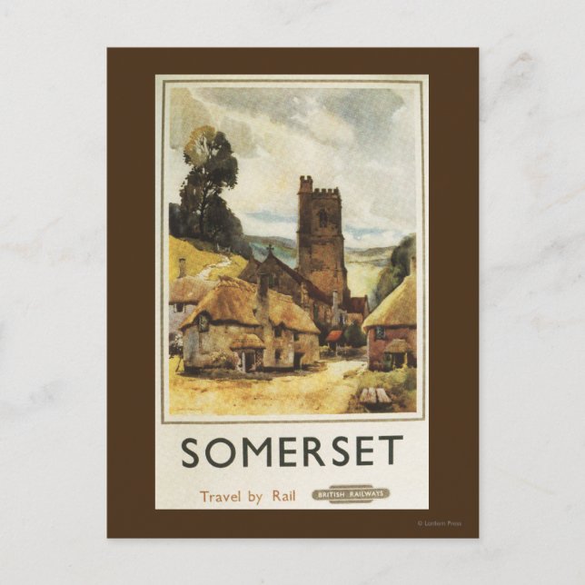 Carte Postale Historic Village Scene British Railway Poster (Devant)
