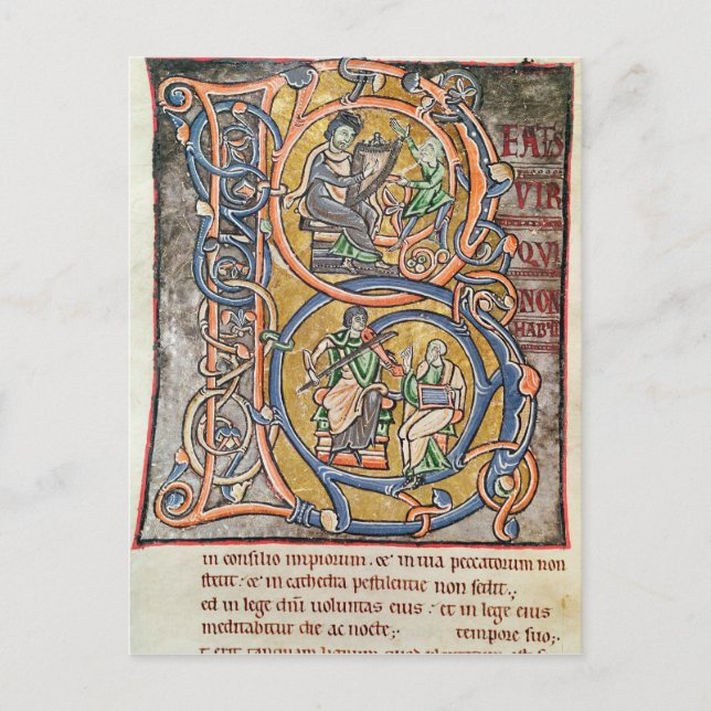 Carte Postale Historié premier 'B' représentant le roi David (Devant)