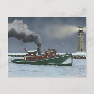 Carte postale historique Buffalo Tugboat et Lighth
