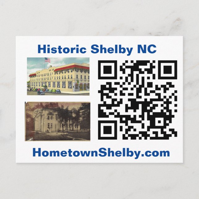 Carte postale historique de Shelby NC (Devant)
