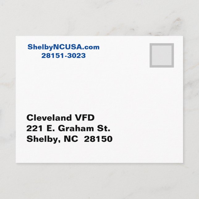 Carte postale historique de Shelby NC (Dos)