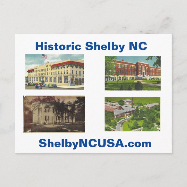 Carte postale historique de Shelby NC (Devant)
