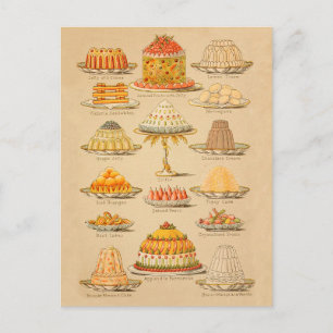 Carte Postale Historique des Cuisines d'illustration de gâteaux