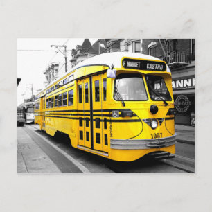 Carte Postale Historique Streetcar avec une couleur jaune frappa