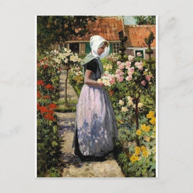 Carte Postale Hitchcock - Femme hollandaise dans le jardin (Devant)