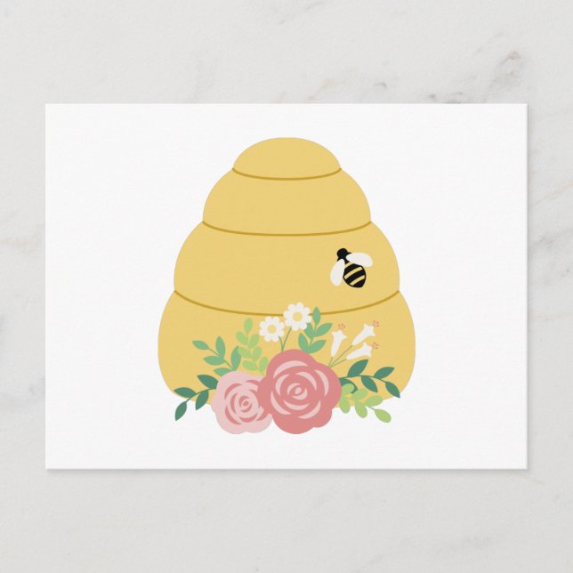 Carte Postale Hive d'abeille florale (Devant)