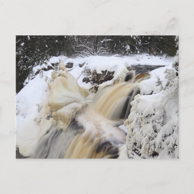 Carte Postale Hiver à Gabbro Falls, la péninsule supérieure du M (Devant)