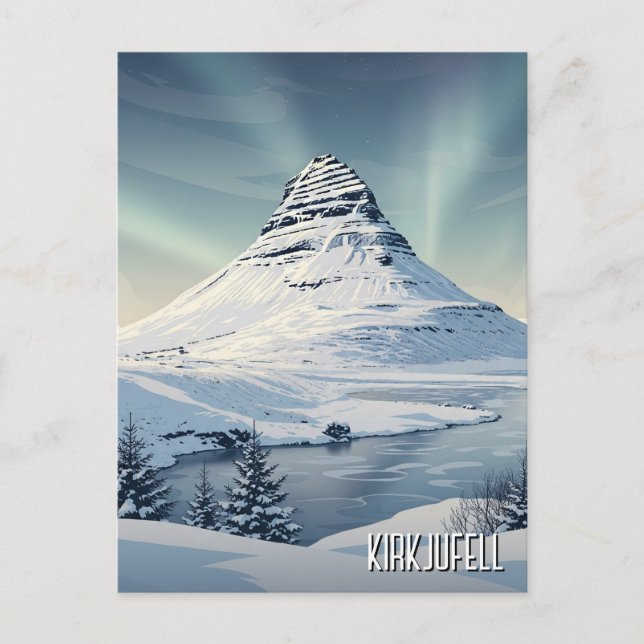 Carte Postale Hiver à Kirkjufell Islande Travel (Devant)