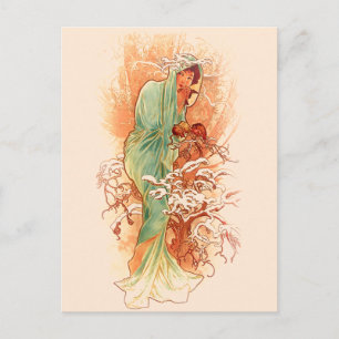 Carte Postale Hiver - Alphonse Mucha Art Nouveau