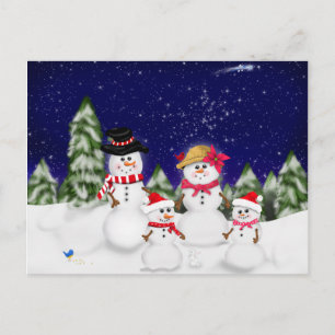 Carte Postale Hiver de la famille des neiges