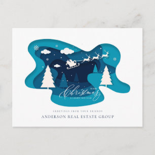 Carte Postale Hiver Forêt de neige Noël Fêtes de Noël Salutation