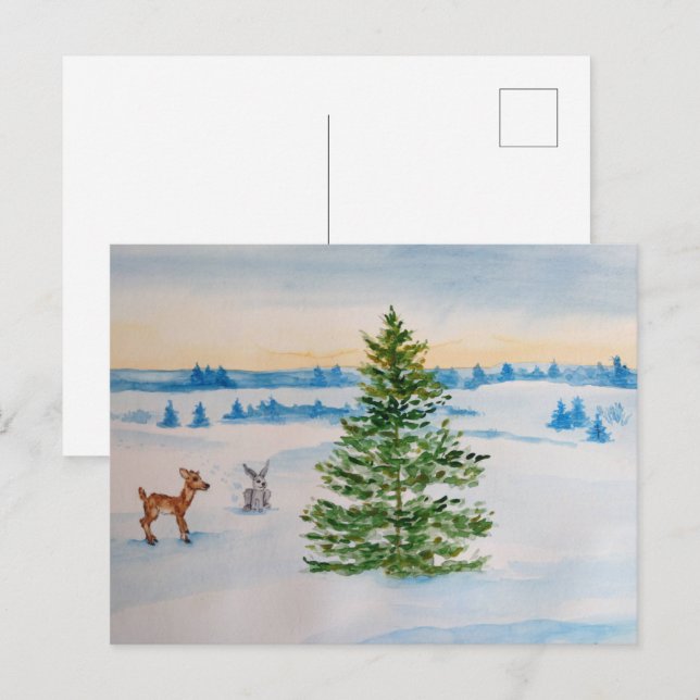 carte postale hivernale (Devant / Derrière)