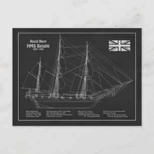 Carte Postale HMS Beagle - Grand navire - Modèle de livraison PB
