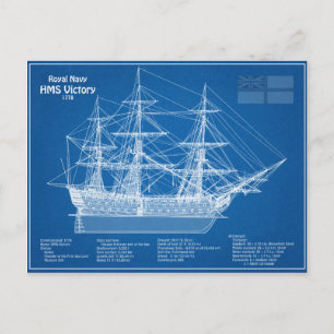 Carte Postale HMS Victory - Plan de plan des navires ABD