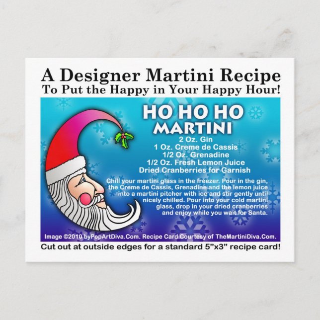 Carte postale Ho Ho Christmas Martini Recette (Devant)