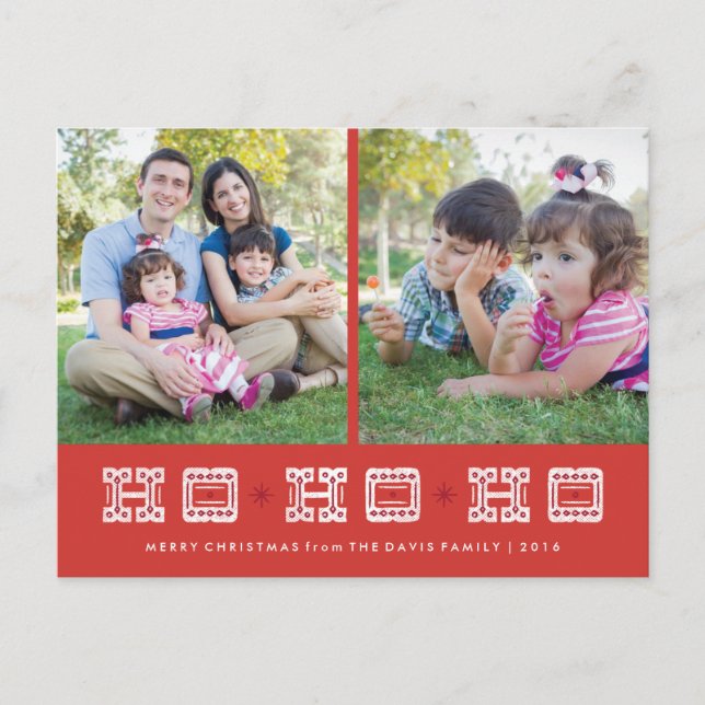 Carte postale Ho Ho Ho Holiday typographique - Ber (Devant)