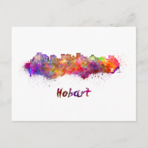 Carte Postale Hobart skyline en aquarelle