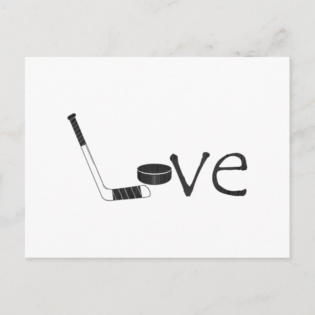 Carte Postale Hockey Love Word Art Avec Bâton et Canard (Devant)