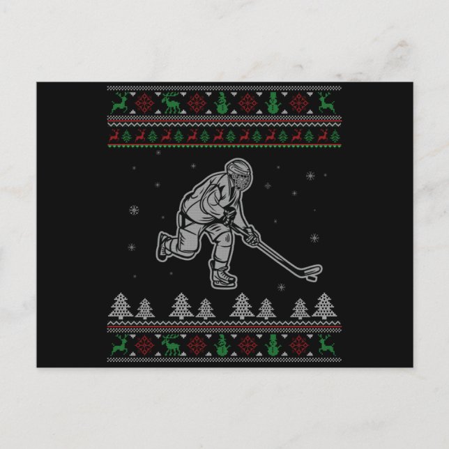 Carte Postale Hockey sur glace Noël Drôle moche Sweat de Noël (Devant)