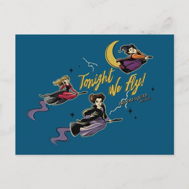 Carte Postale Hocus Pocus Ce Soir, Nous Volons Broom Squad (Devant)