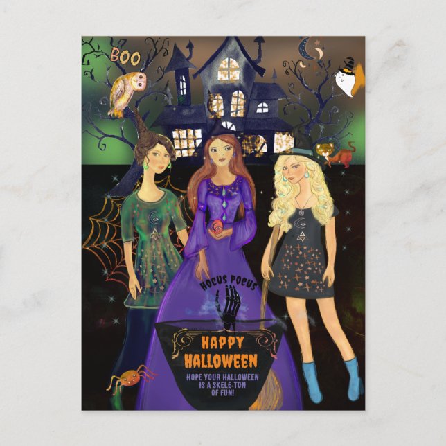 CARTE POSTALE HOCUS POCUS HALLOWEEN WITCHES (Devant)