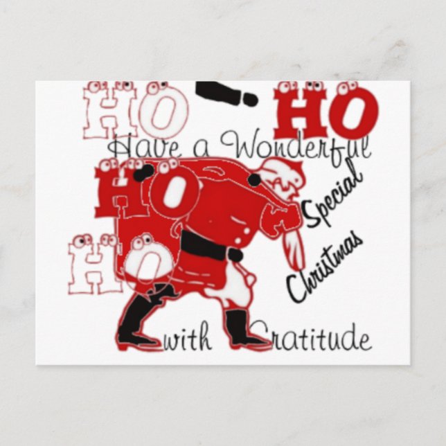 Carte Postale HOHOHO Avoir un merveilleux Noël avec gratitude (Devant)