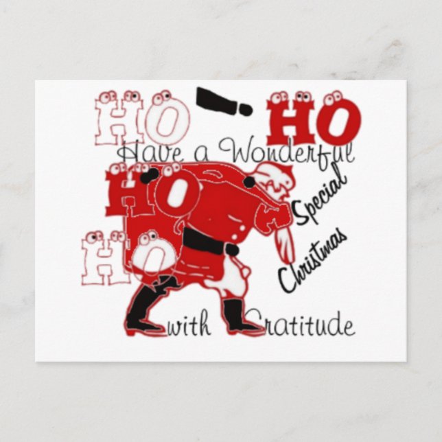 Carte Postale HOHOHO Avoir un merveilleux Noël avec gratitude (Devant)