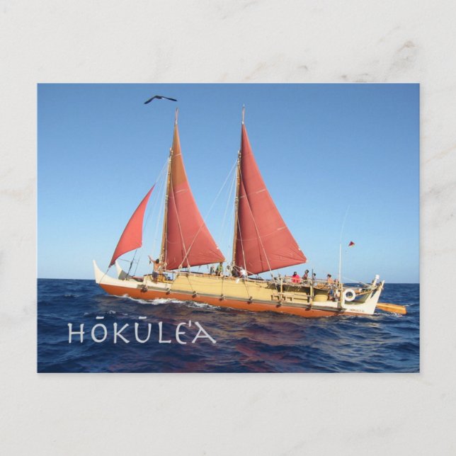 Carte postale Hokulea, ancien canot Hawaï voyagean (Devant)