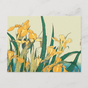 Carte Postale Hokusai grasshopper et iris Japon