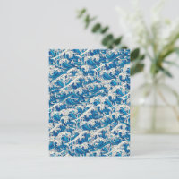 Hokusai Japonaise Grande Vague Motif bleu marine