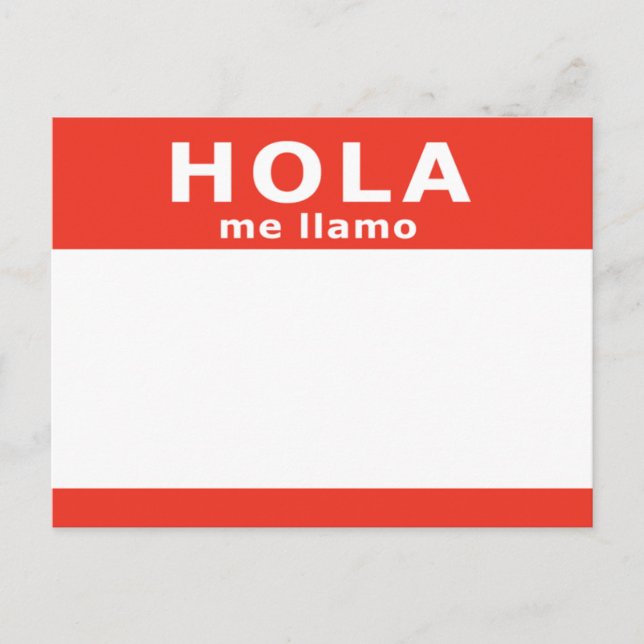 Carte Postale hola me llamo (Devant)