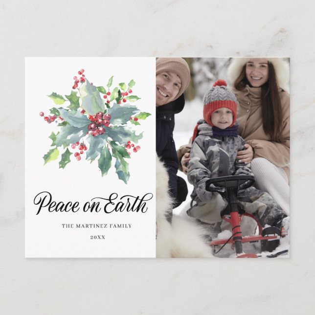Carte postale Holiday Photo Holly Berry (Devant)