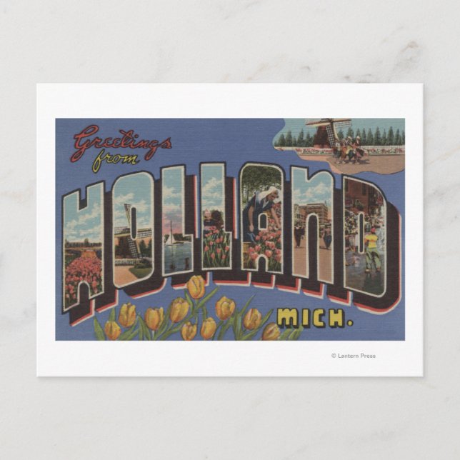 Carte Postale Holland, Michigan - Grandes lettres Scènes 2 (Devant)