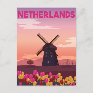 Carte Postale Holland Pays-Bas tulipes Vintage voyage néerlandai
