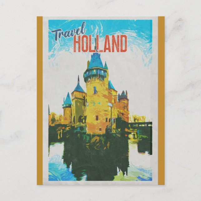Carte Postale Holland Vintage Castle Retro Voyage (Devant)