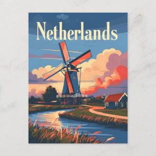Carte Postale Hollandais : Embrace Windmill Magic Pays-Bas
