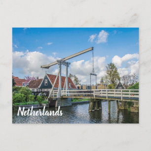 Carte postale hollandaise levant pont en bois