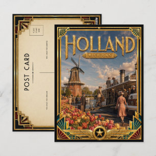 Carte Postale Hollande Michigan Art Déco Vintage Âge d'Or