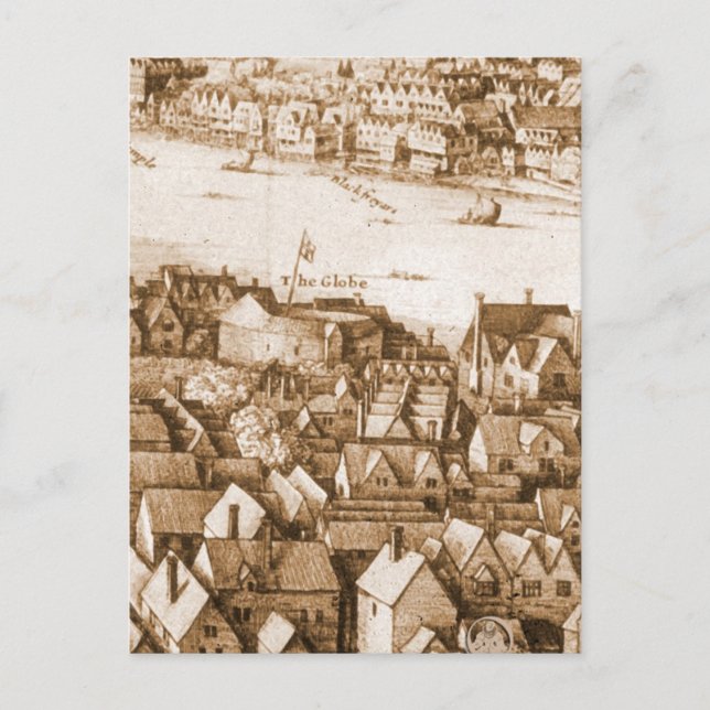 Carte Postale Hollar's Globe Theatre Long View de Londres (Devant)