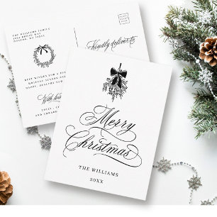 Carte Postale Holly Berry Bouquet Romantique Joyeux Noël