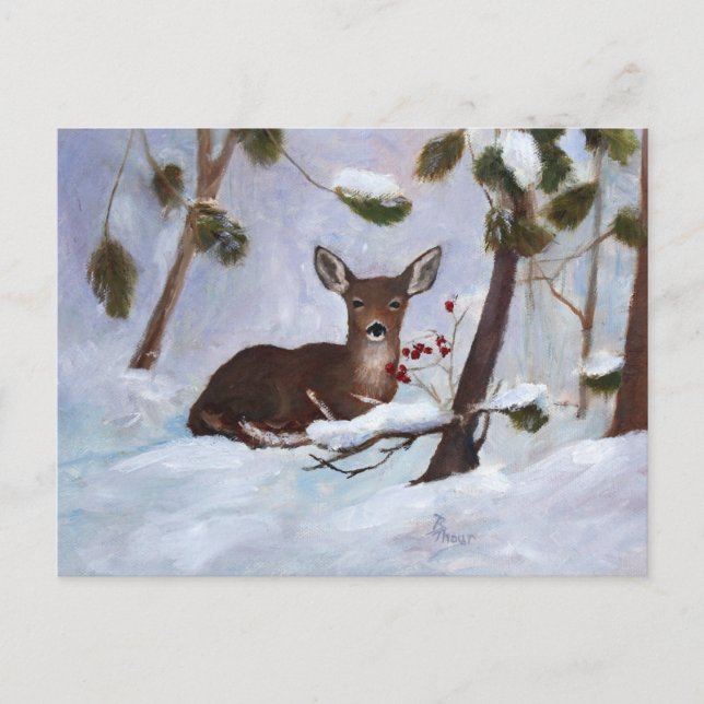 Carte postale Holly Berry Deer (Devant)