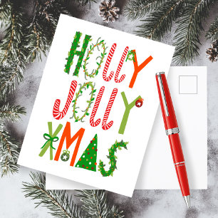 Carte Postale HOLLY JOLLY XMAS Laisser Noël