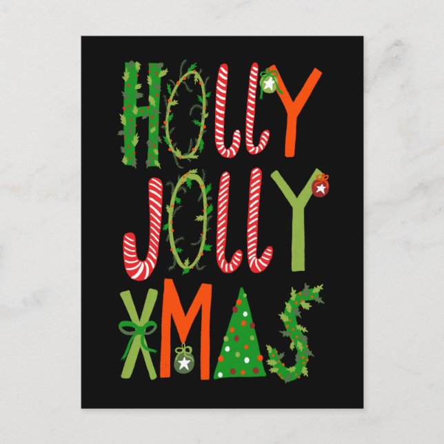 Carte Postale HOLLY JOLLY XMAS Sweet Holiday Christmas (Devant)
