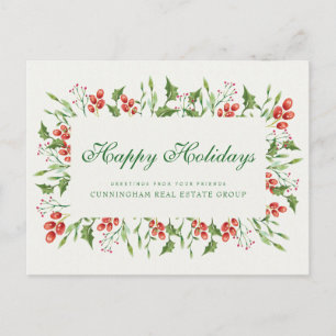 Carte Postale Holly Pine & Berry   Salutations de vacances